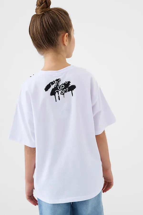 Фуфайка трикотажная для девочек (футболка) PLAYTODAY, белый - фото 2