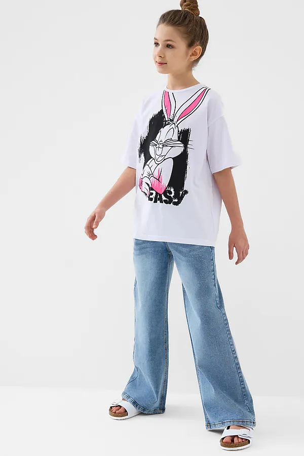 Фуфайка трикотажная для девочек (футболка) PLAYTODAY, белый - фото 2