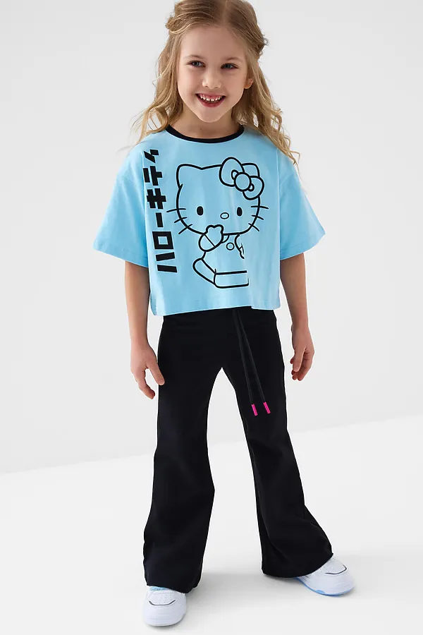 Брюки трикотажные для девочек, 2 пары в комплекте PLAYTODAY, черный,розовый - фото 2