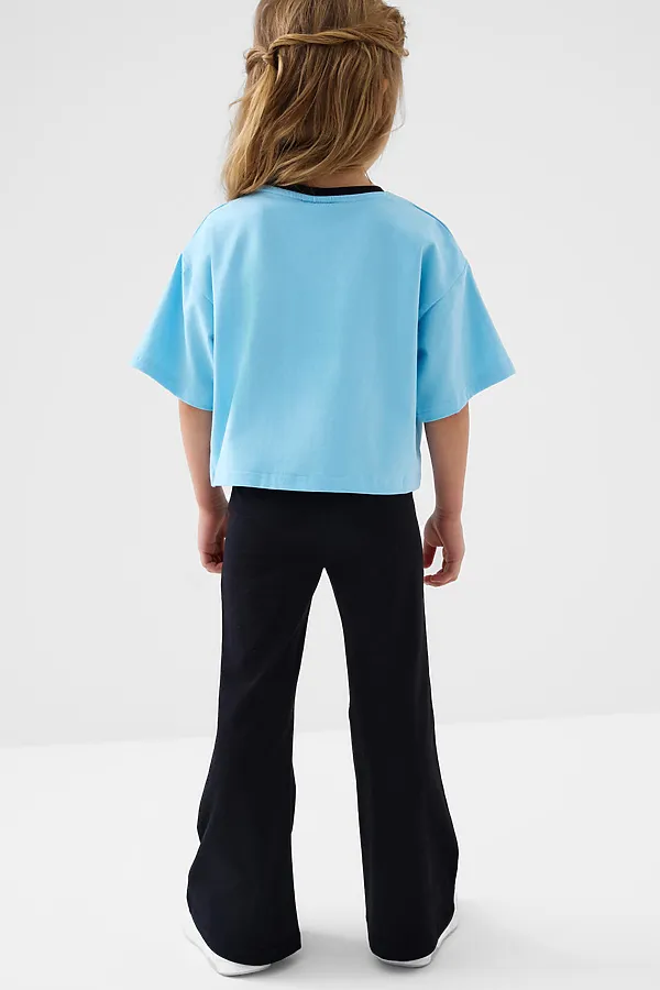 Брюки трикотажные для девочек, 2 пары в комплекте PLAYTODAY, черный,розовый - фото 2