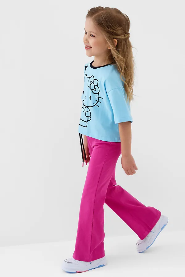 Брюки трикотажные для девочек, 2 пары в комплекте PLAYTODAY, черный,розовый - фото 2