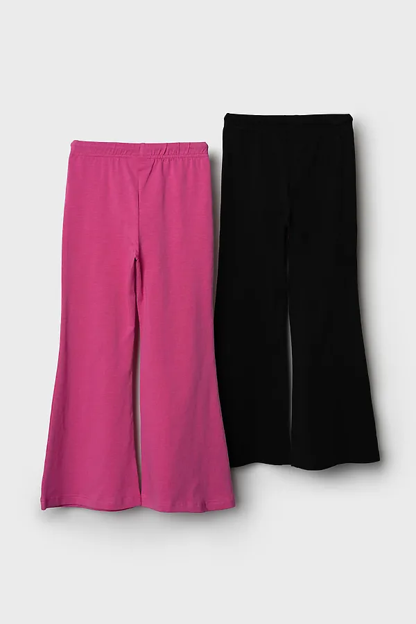 Брюки трикотажные для девочек, 2 пары в комплекте PLAYTODAY, черный,розовый - фото 2
