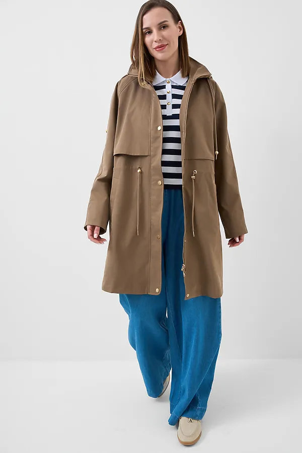 Плащ текстильный с полиуретановым покрытием для женщин PLAYTODAY, коричневый - фото 2