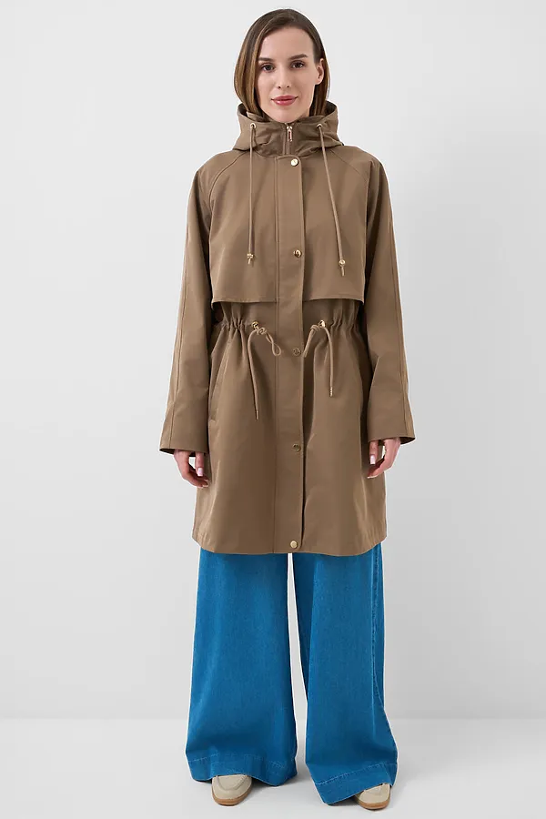 Плащ текстильный с полиуретановым покрытием для женщин PLAYTODAY, коричневый - фото 2