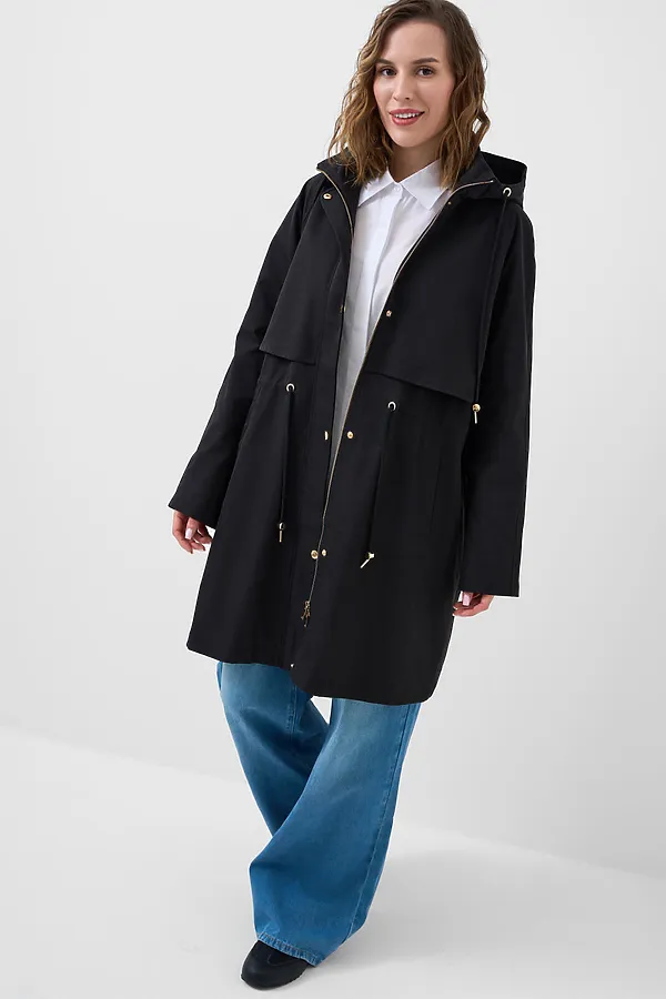 Плащ текстильный с полиуретановым покрытием для женщин PLAYTODAY, черный - фото 2