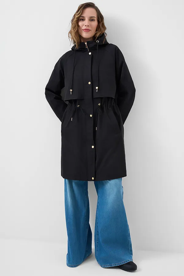 Плащ текстильный с полиуретановым покрытием для женщин PLAYTODAY, черный - фото 2