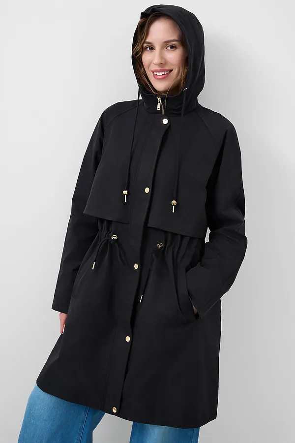 Плащ текстильный с полиуретановым покрытием для женщин PLAYTODAY, черный - фото 2