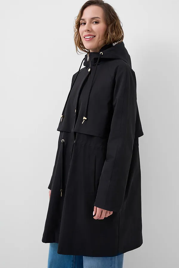 Плащ текстильный с полиуретановым покрытием для женщин PLAYTODAY, черный - фото 2