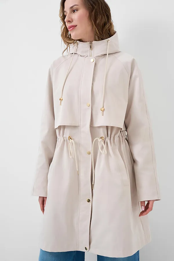 Плащ текстильный с полиуретановым покрытием для женщин PLAYTODAY, бежевый - фото 2