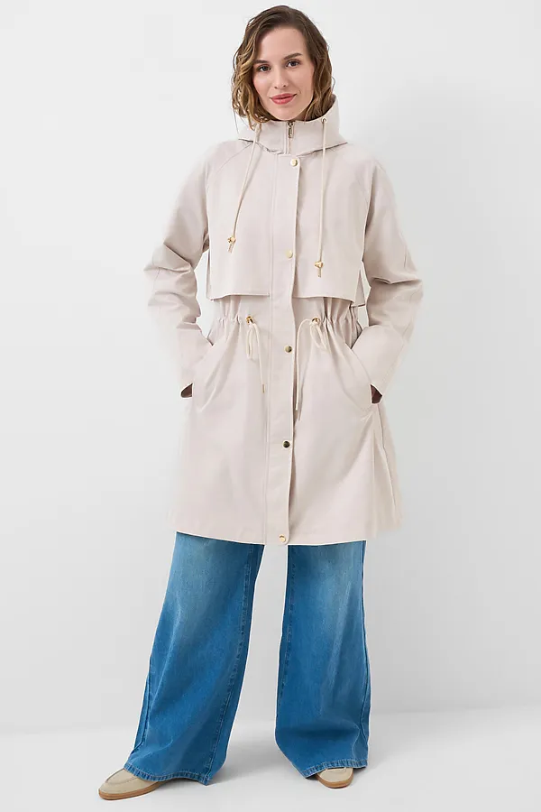 Плащ текстильный с полиуретановым покрытием для женщин PLAYTODAY, бежевый - фото 2