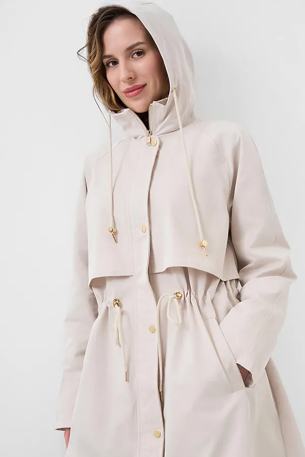 Плащ текстильный с полиуретановым покрытием для женщин PLAYTODAY, бежевый - фото 2