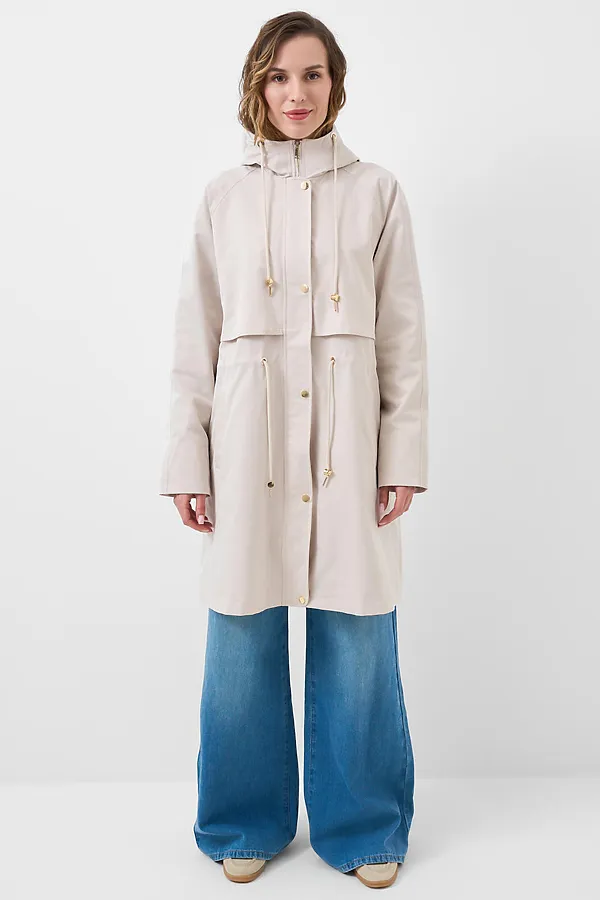 Плащ текстильный с полиуретановым покрытием для женщин PLAYTODAY, бежевый - фото 2