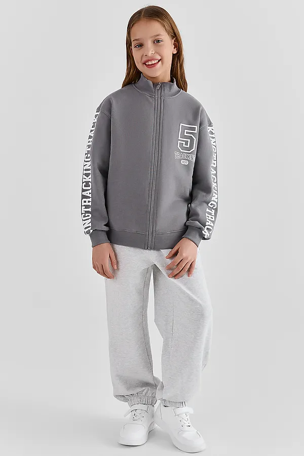 Толстовка для девочек MARK FORMELLE, т.серый +печать1 - фото 2