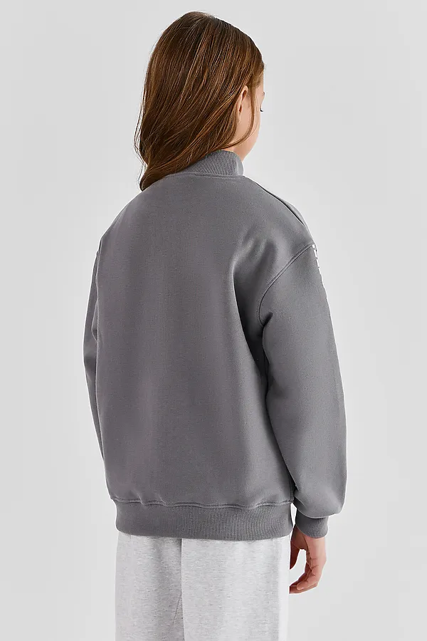 Толстовка для девочек MARK FORMELLE, т.серый +печать1 - фото 2