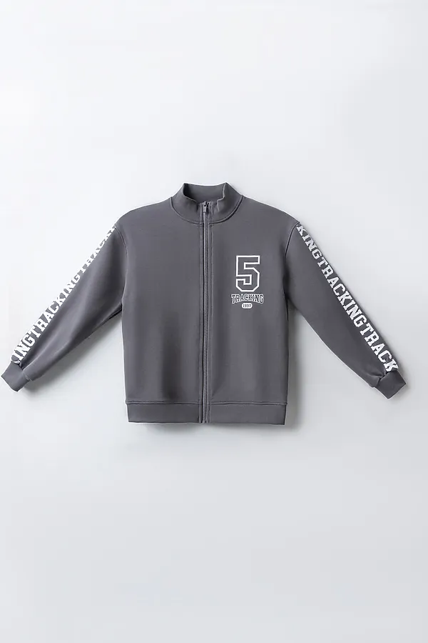 Толстовка для девочек MARK FORMELLE, т.серый +печать1 - фото 2