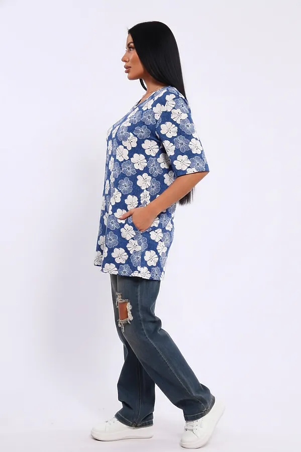 Туника Арт. 699 НАТАЛИ, белый цветок - фото 2