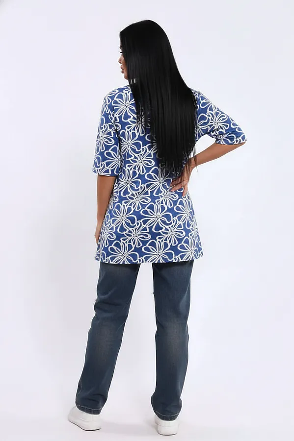 Туника Арт. 699 НАТАЛИ, синий цветок - фото 2