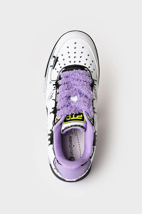 Полуботинки для девочек PLAYTODAY, белый,черный,сиреневый - фото 2