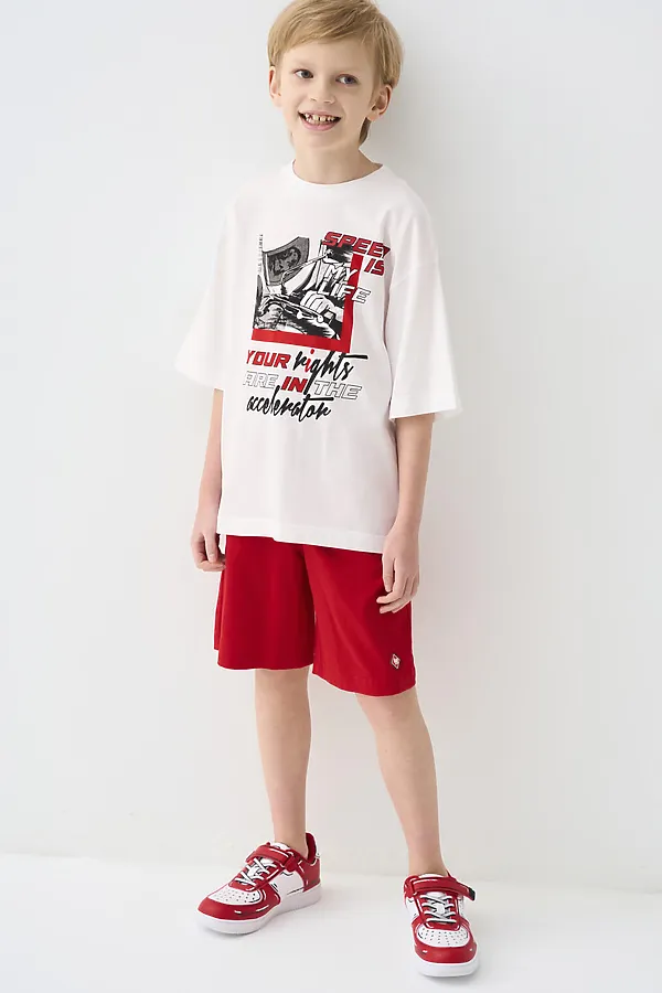 Полуботинки для мальчиков PLAYTODAY, красный,белый - фото 2