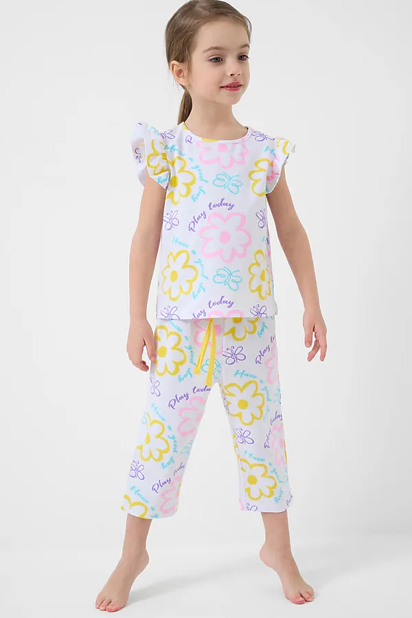Пижама трикотажная для девочек PLAYTODAY, разноцветный - фото 2