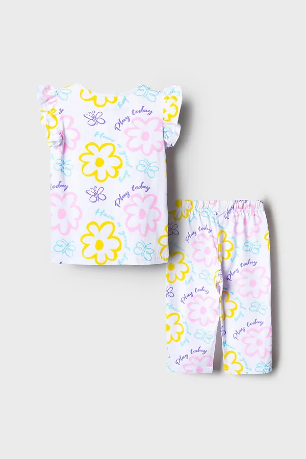 Пижама трикотажная для девочек PLAYTODAY, разноцветный - фото 2