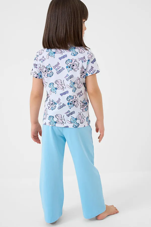 Комплект трикотажный для девочек: фуфайка (футболка), брюки PLAYTODAY, белый,голубой,светло-розовый - фото 2