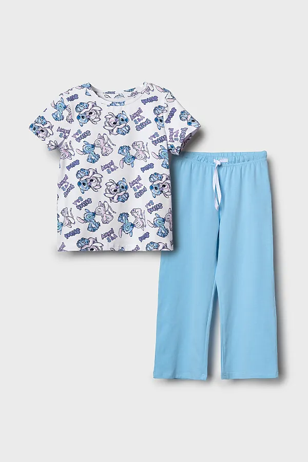 Комплект трикотажный для девочек: фуфайка (футболка), брюки PLAYTODAY, белый,голубой,светло-розовый - фото 2