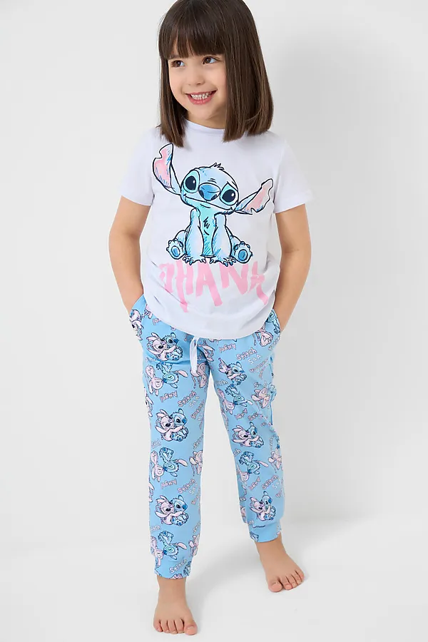 Комплект трикотажный для девочек: фуфайка (футболка), брюки PLAYTODAY, белый,голубой,светло-розовый - фото 2