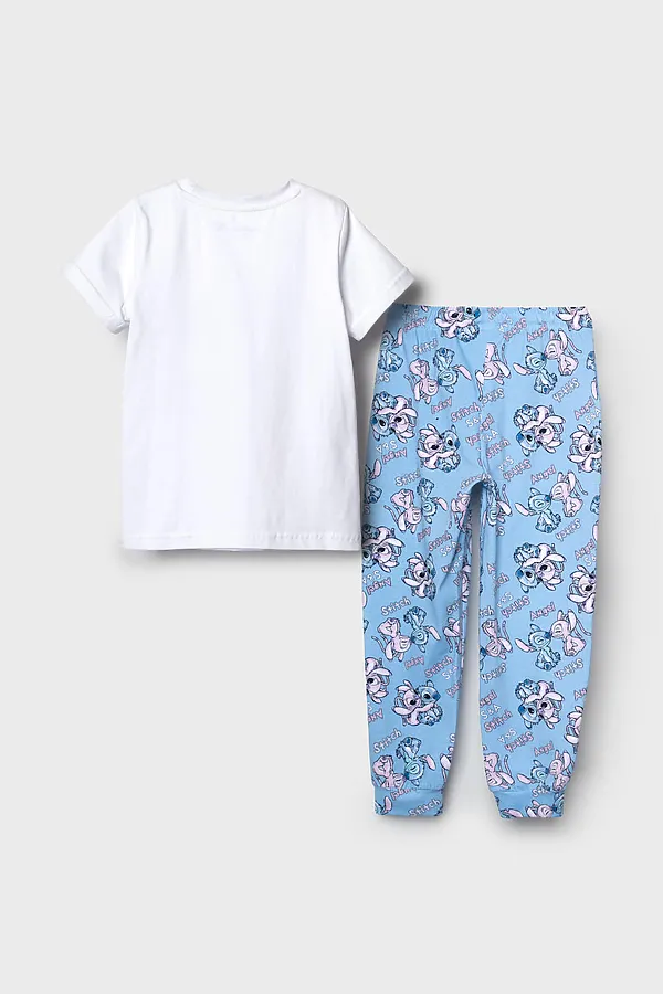 Комплект трикотажный для девочек: фуфайка (футболка), брюки PLAYTODAY, белый,голубой,светло-розовый - фото 2