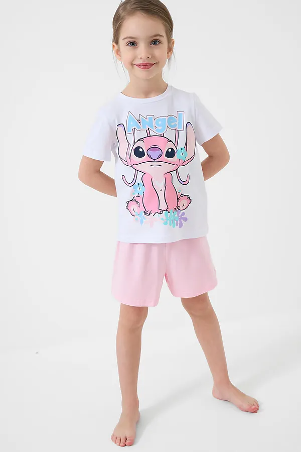 Комплект трикотажный для девочек: фуфайка (футболка), шорты PLAYTODAY, белый,светло-розовый - фото 2