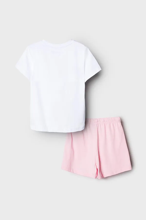 Комплект трикотажный для девочек: фуфайка (футболка), шорты PLAYTODAY, белый,светло-розовый - фото 2
