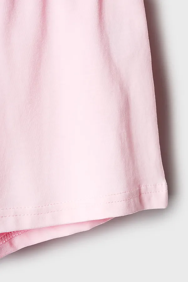 Комплект трикотажный для девочек: фуфайка (футболка), шорты PLAYTODAY, белый,светло-розовый - фото 2