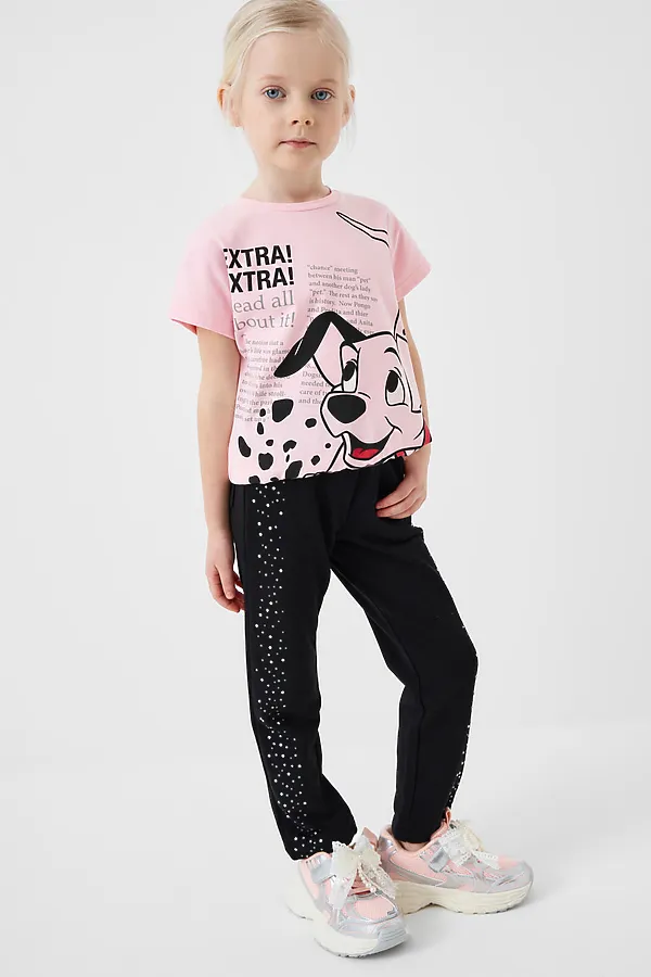 Брюки трикотажные для девочек PLAYTODAY, черный - фото 2