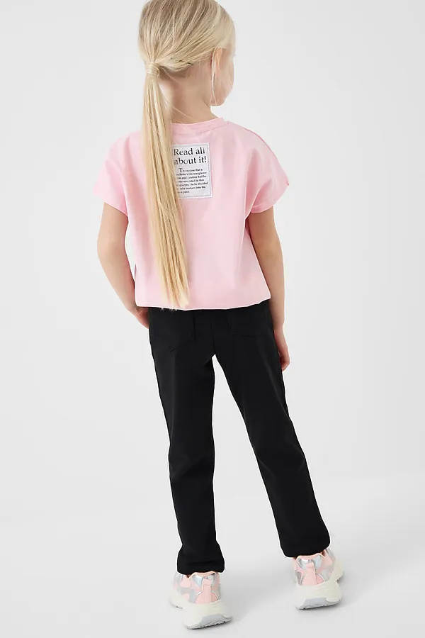 Брюки трикотажные для девочек PLAYTODAY, черный - фото 2