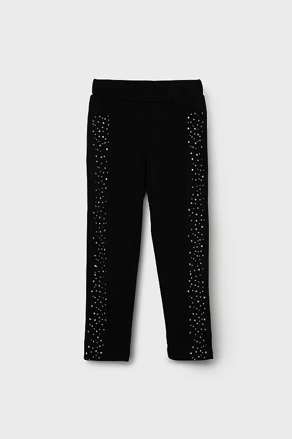 Брюки трикотажные для девочек PLAYTODAY, черный - фото 2