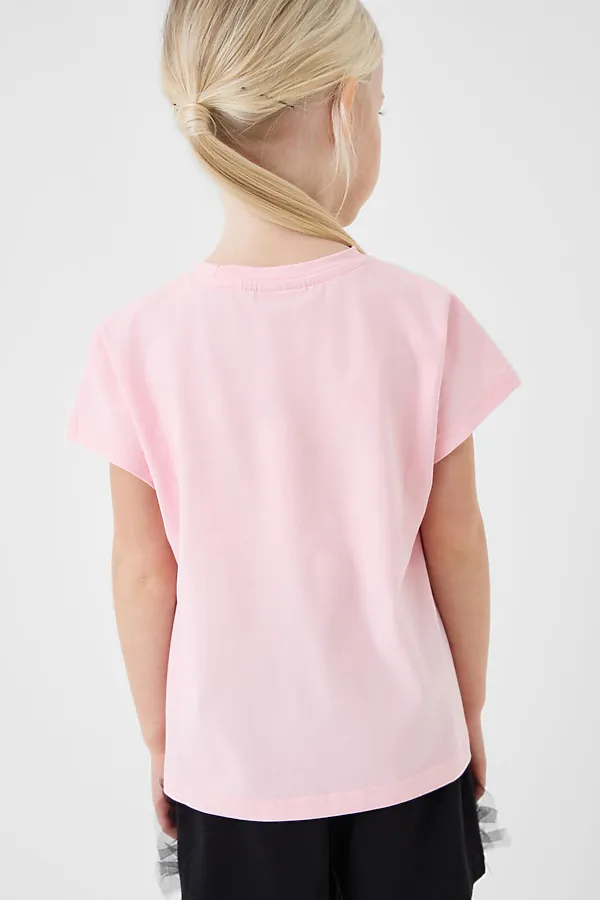 Фуфайка трикотажная для девочек (футболка) PLAYTODAY, белый,светло-розовый - фото 2