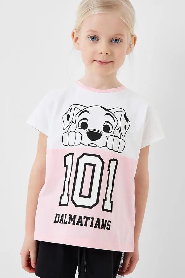 Фуфайка трикотажная для девочек (футболка) PLAYTODAY, белый,светло-розовый - фото 2