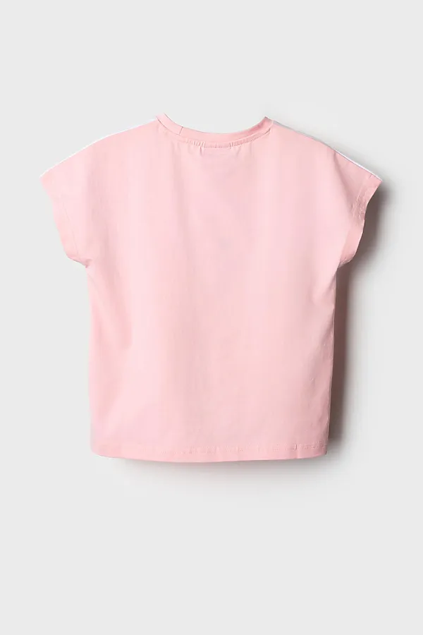 Фуфайка трикотажная для девочек (футболка) PLAYTODAY, белый,светло-розовый - фото 2