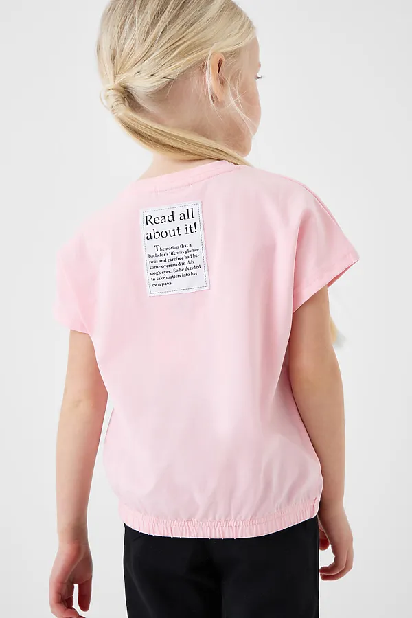 Фуфайка трикотажная для девочек (футболка) PLAYTODAY, светло-розовый - фото 2