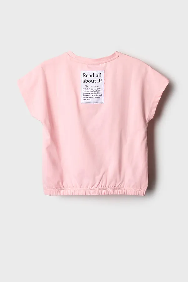 Фуфайка трикотажная для девочек (футболка) PLAYTODAY, светло-розовый - фото 2