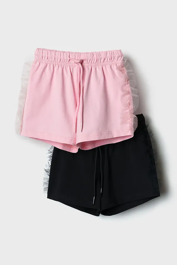 Шорты трикотажные для девочек, 2 шт в комплекте PLAYTODAY, черный,светло-розовый - фото 2