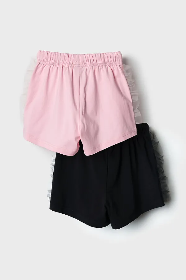 Шорты трикотажные для девочек, 2 шт в комплекте PLAYTODAY, черный,светло-розовый - фото 2