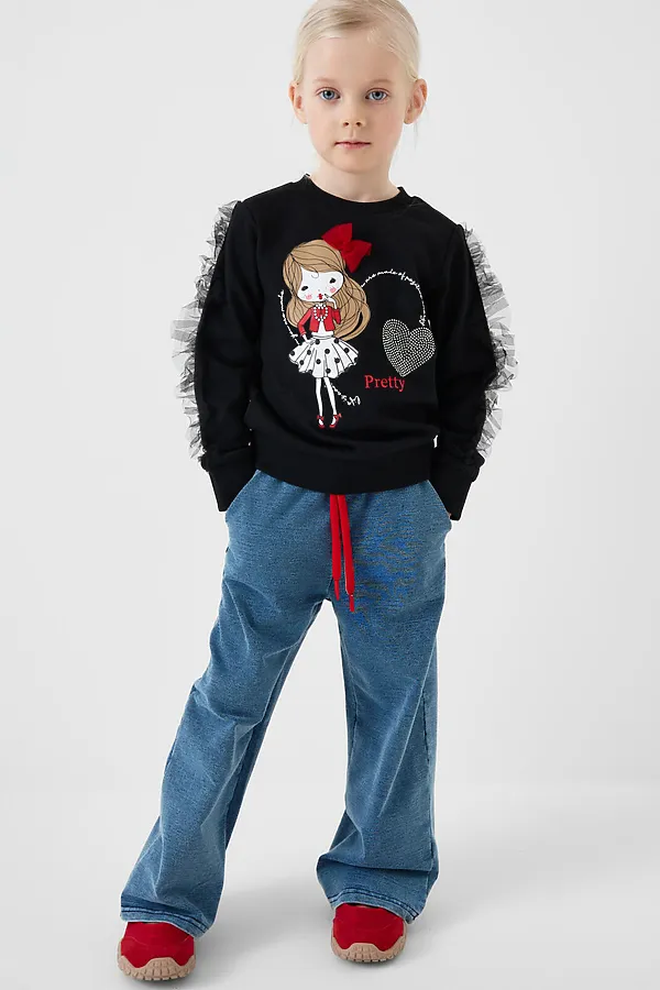 Толстовка трикотажная для девочек PLAYTODAY, черный - фото 2