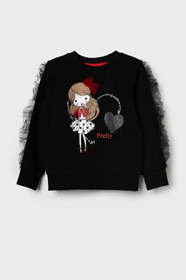 Толстовка трикотажная для девочек PLAYTODAY, черный - фото 2