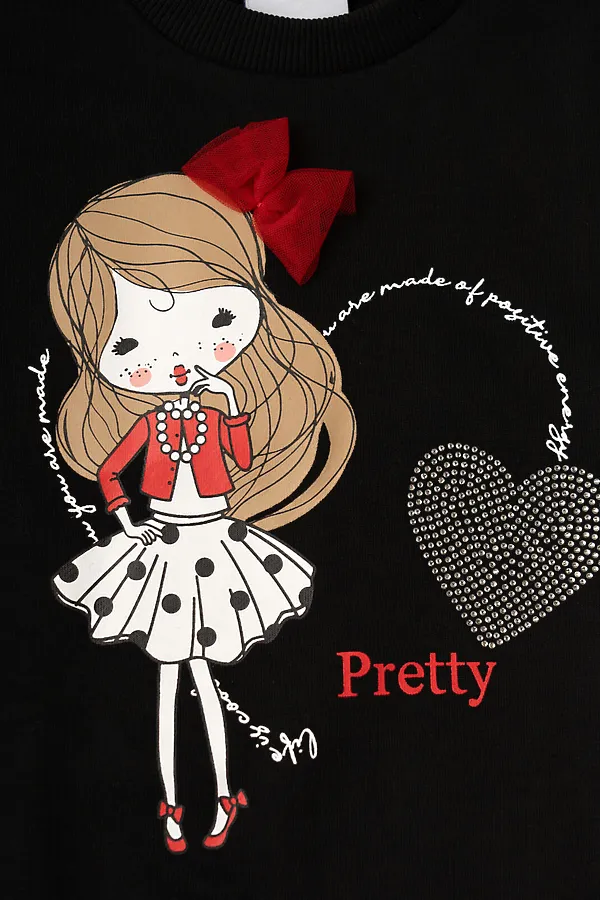 Толстовка трикотажная для девочек PLAYTODAY, черный - фото 2