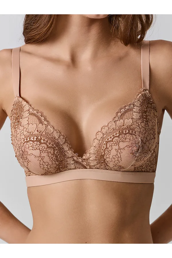 Бюстгальтер женский MARK FORMELLE, цветы на телесном - фото 2