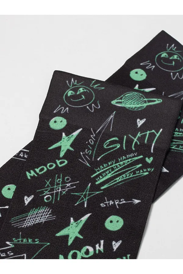 CONTE FANTASY Плотные носки с черным мыском и рисунком «Moon» CONTE ELEGANT, микс - фото 2