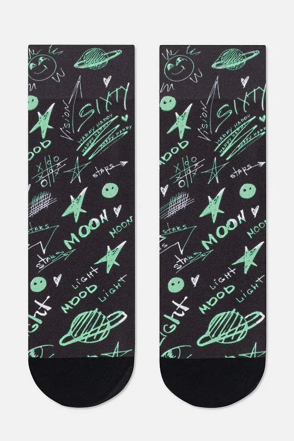 CONTE FANTASY Плотные носки с черным мыском и рисунком «Moon» CONTE ELEGANT, микс - фото 2