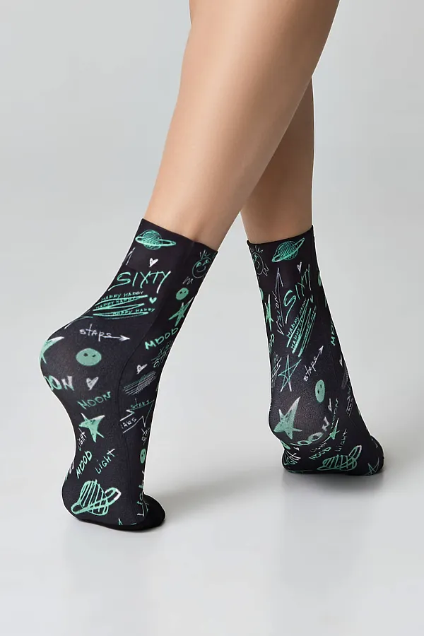 CONTE FANTASY Плотные носки с черным мыском и рисунком «Moon» CONTE ELEGANT, микс - фото 2