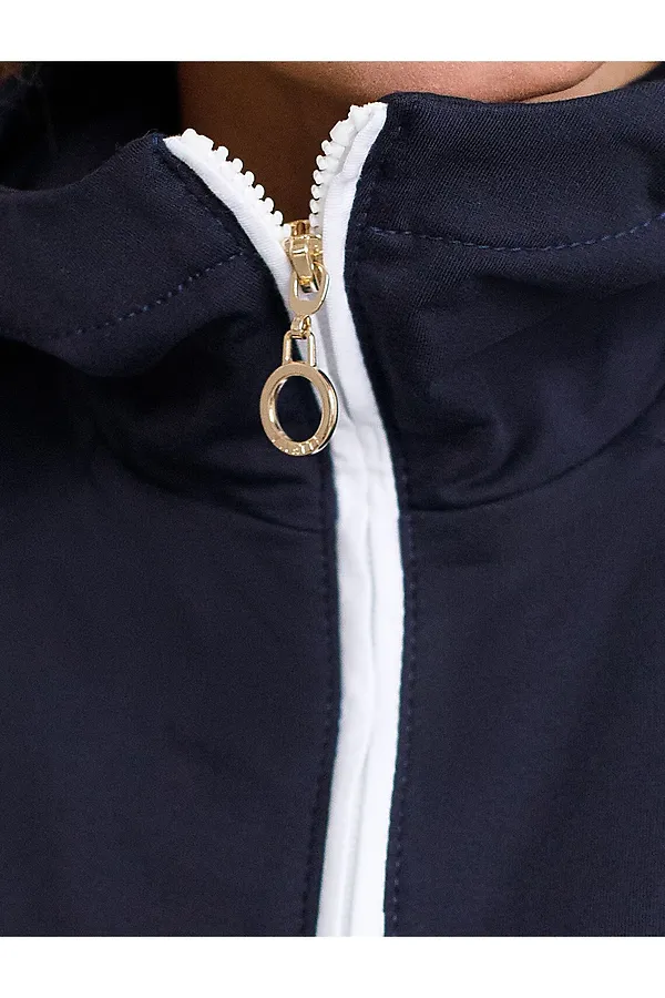 Худи на молнии из петельчатого футера двухнитки с эластаном без начеса VILATTE, т.синий - фото 2